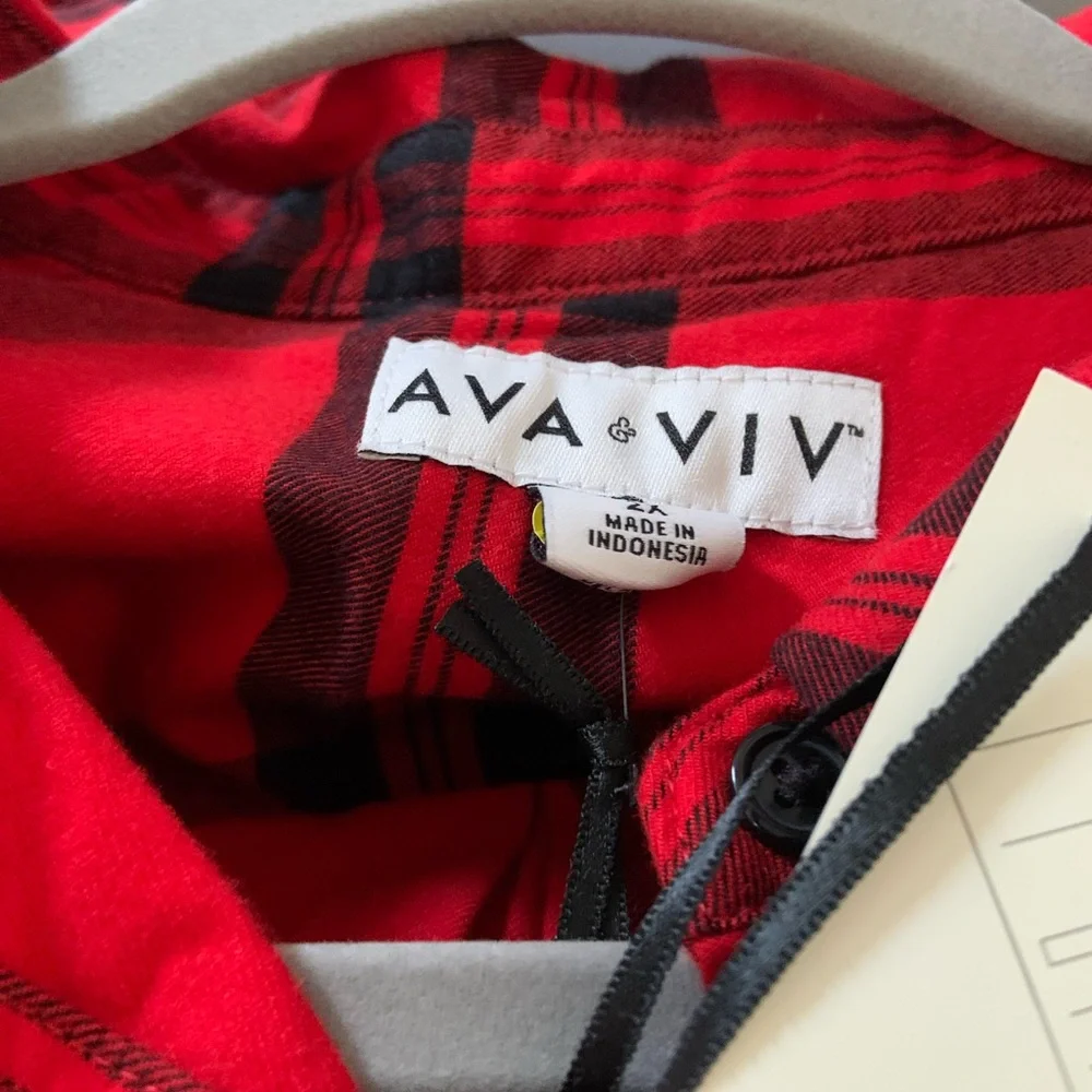 Ava & Viv Vibrant Red Checkered Shirt - Picture 4 of 4